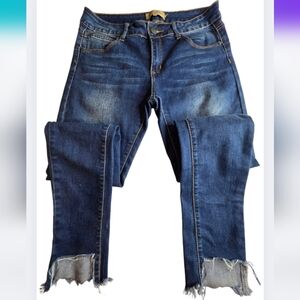 Nina Rossi Jeans Size 9 Stretch Raw Hem Ankle 3007-Bk